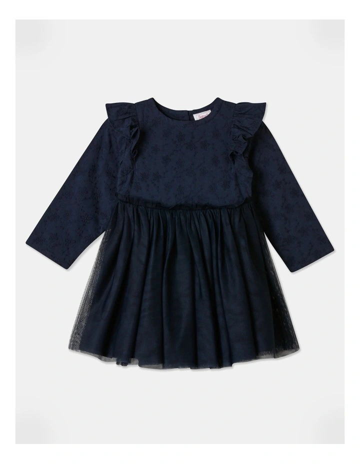 Broderie Occasion Dress in Navy