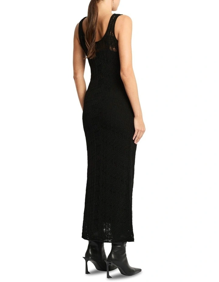 Laddered Lady Knit Dress in Black