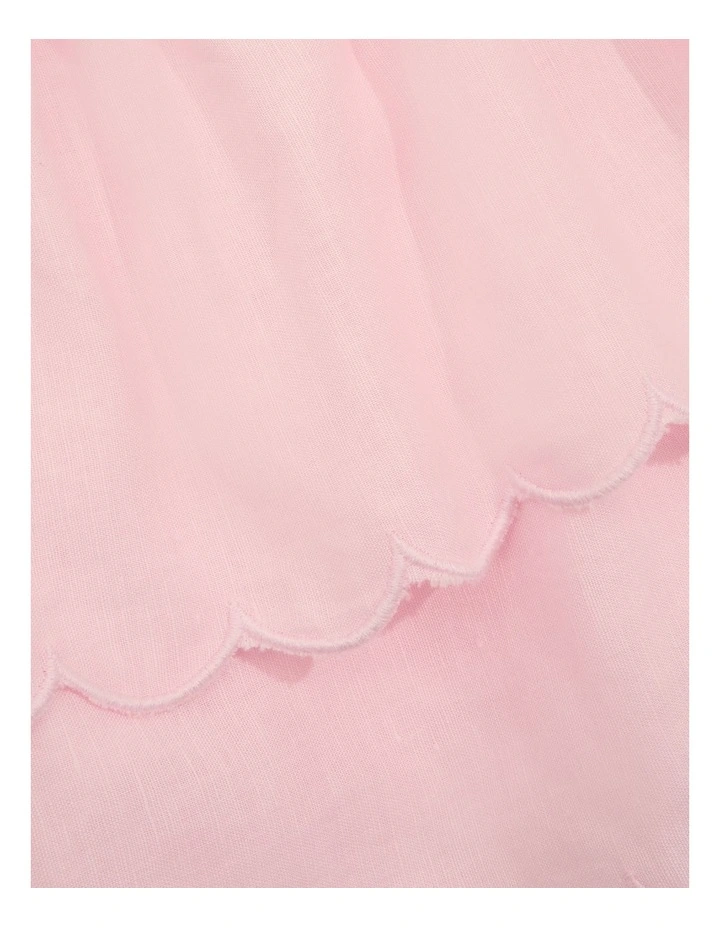 Scallop Linen Cotton Skort in Pink Tint