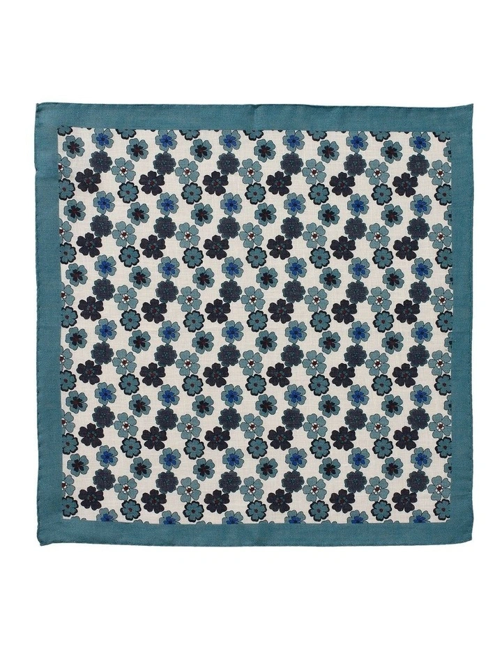 Forget Me Not Linen Pocket Square in Sea Green