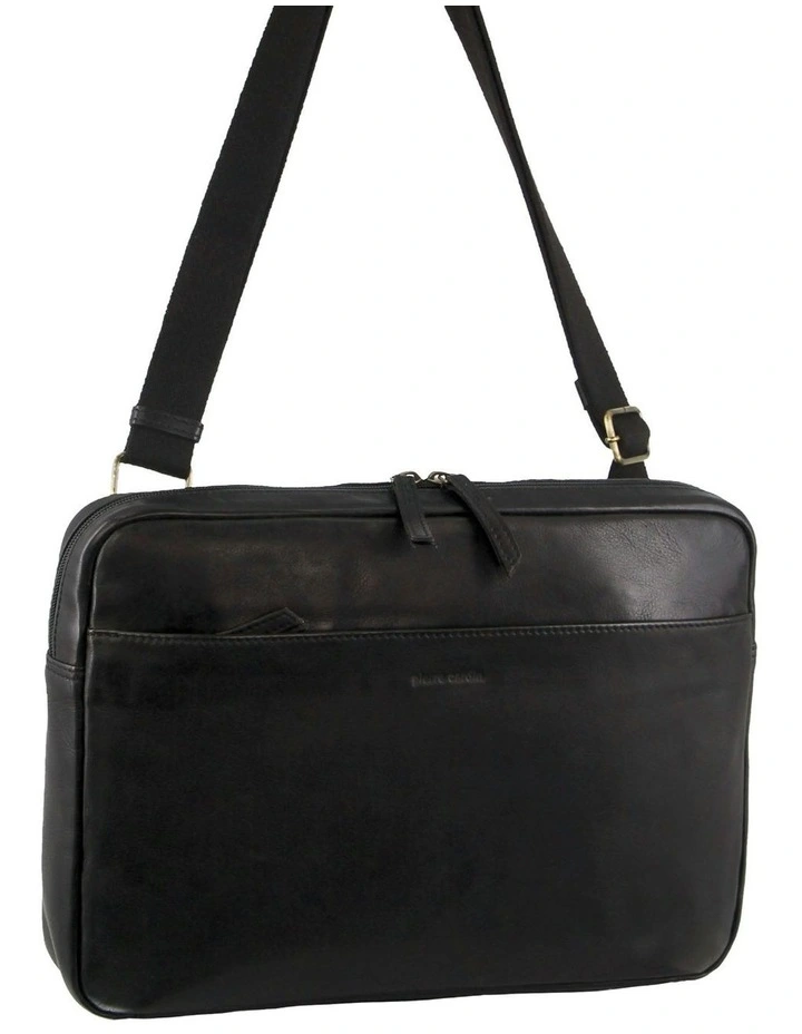 Italian Leather Business Computer Bag in Black