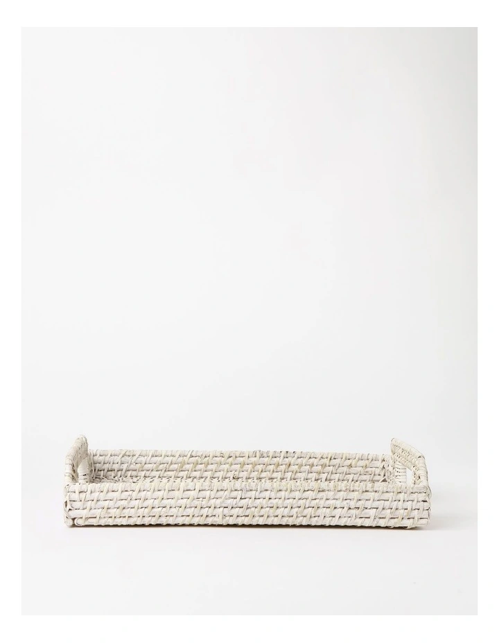 Highbrook Woven Rectangle Tray 40cm in White