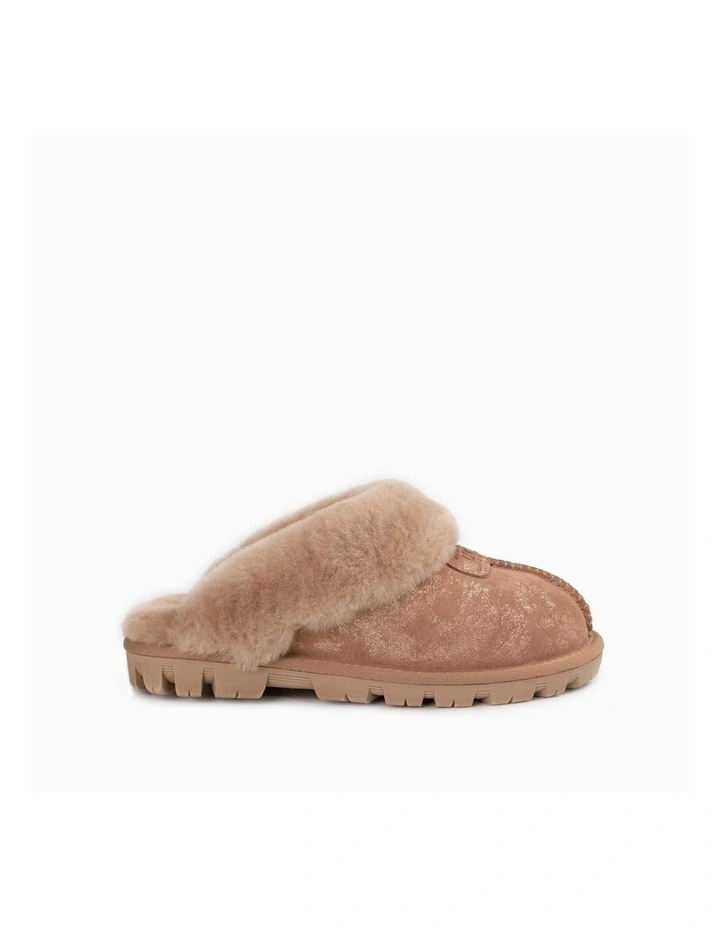 Coquette Foil Print Slipper in Chestnut