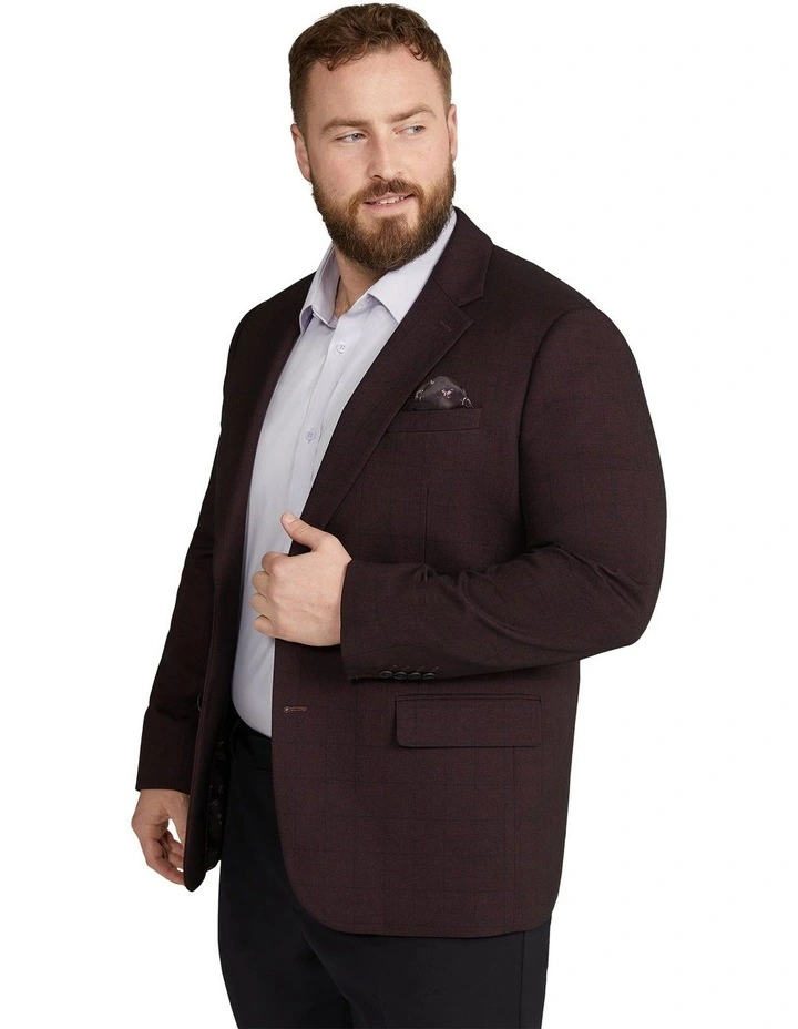 Jordan Check Stretch Blazer in Wine