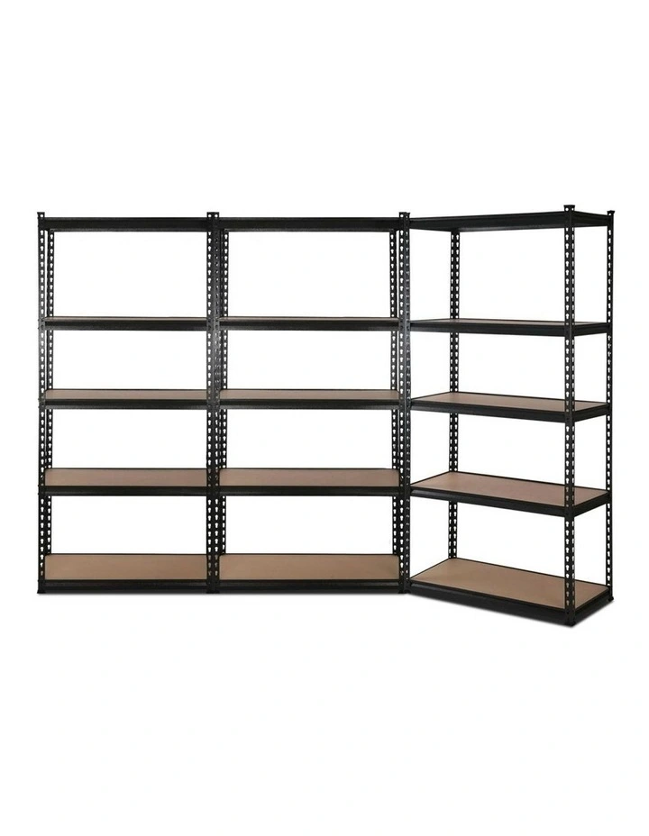 3x1.8M 5-Shelves Steel Warehouse Shelving Racking Garage Storage Rack Black