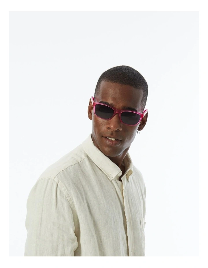 Sunglasses with Polarised Grey Lenses in Power Pink