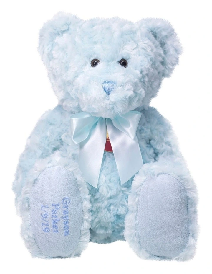 Personalised Blue My Birthday Teddy With Blue Ribbon