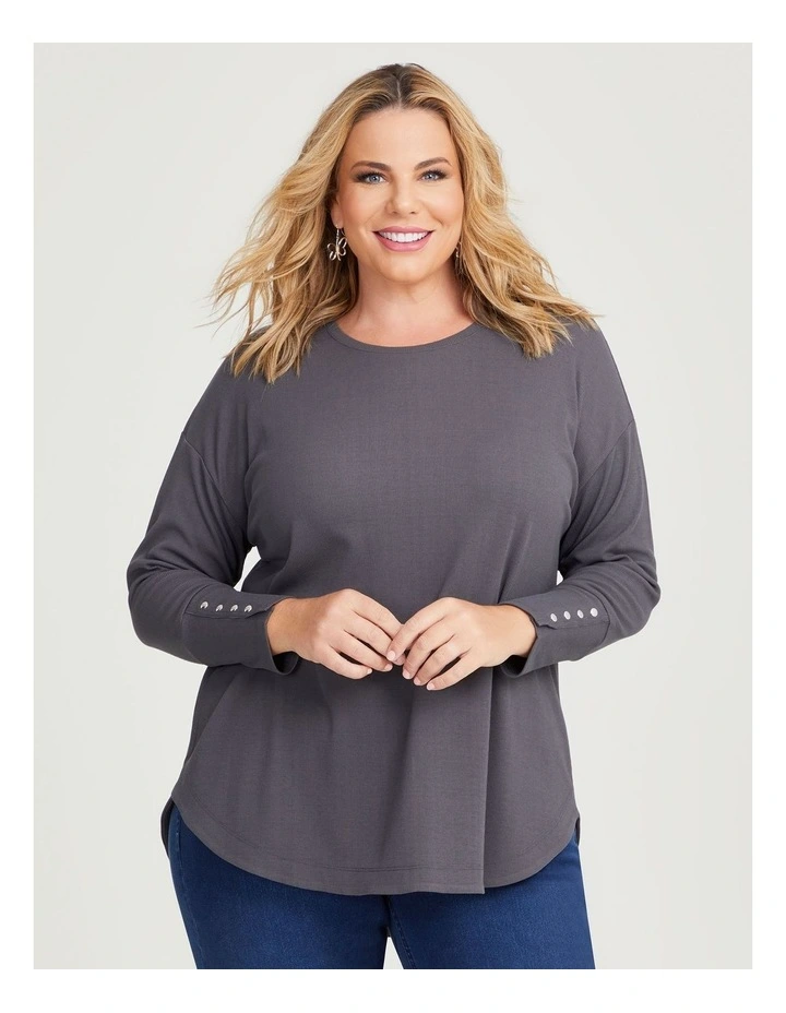 Rib Hi-lo Top in Frost Grey