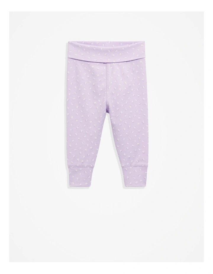 Fold Over Soft Pant in Lilac Leopard