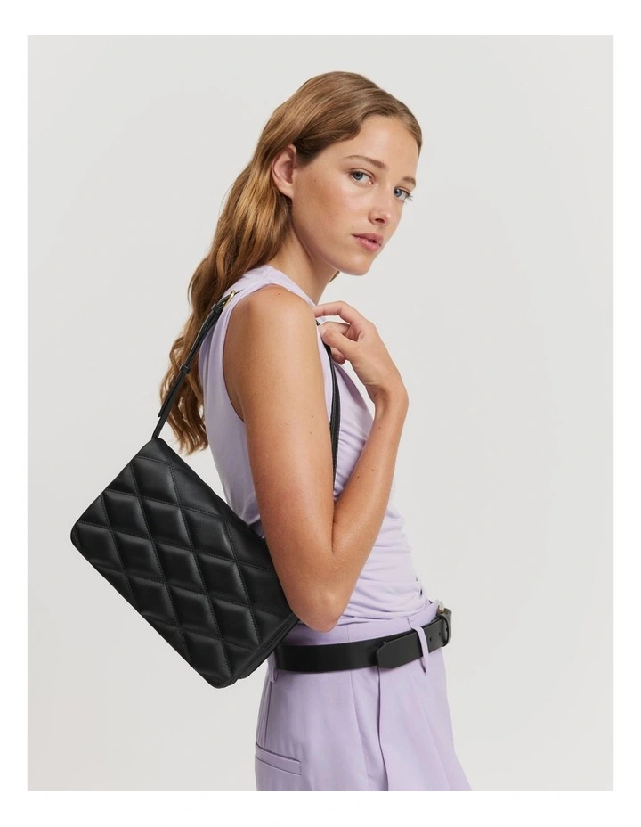 Double Pouch Quilted Bag in Black