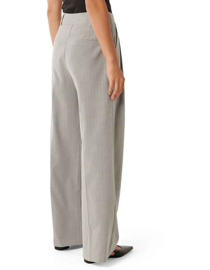 Noa Pinstripe Wide Leg Pants in Grey