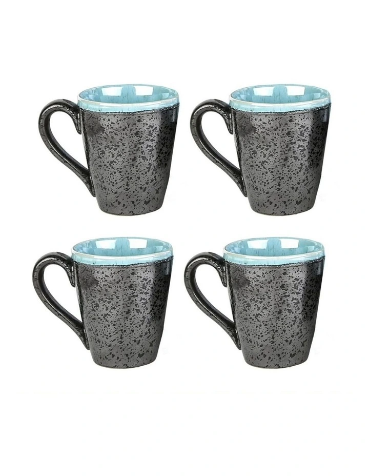 Lagoon Mug 4 Piece Set in Black/Blue