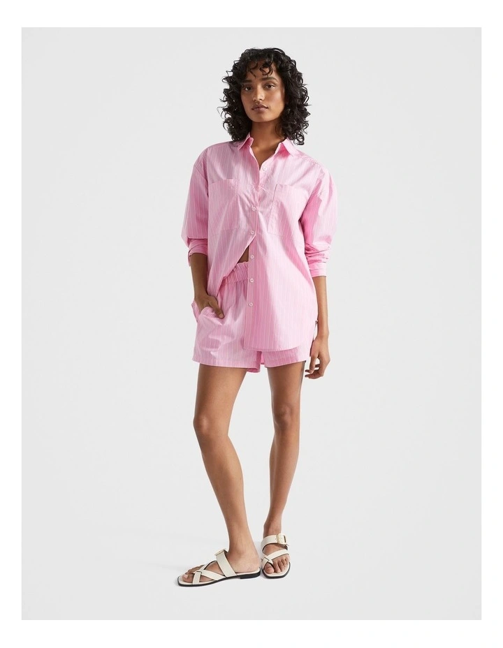 Poplin Stripe Shorts in Pink