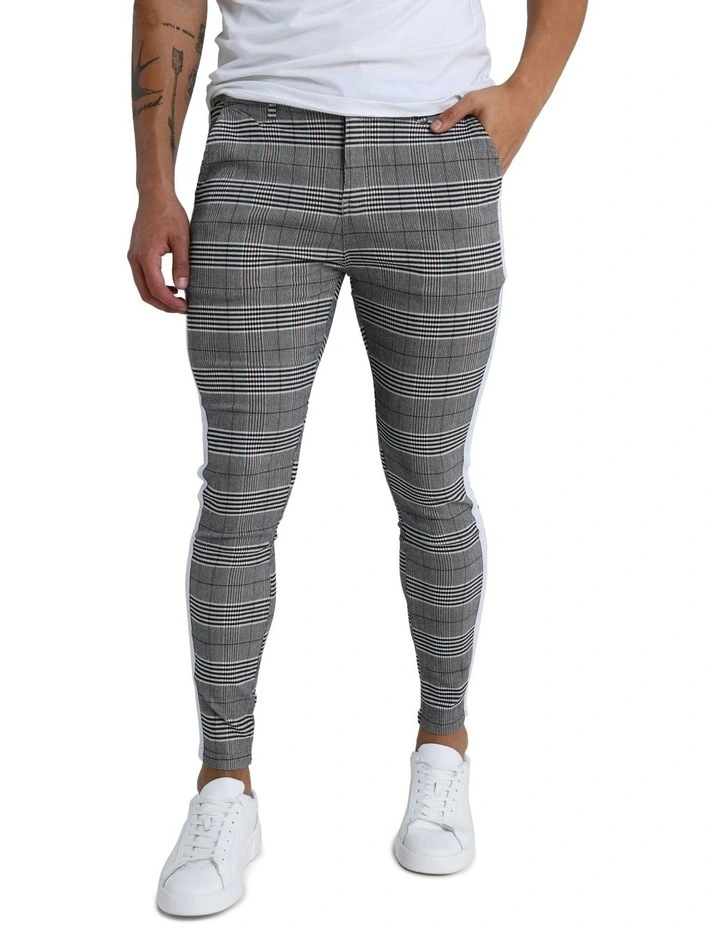 Essex Classic Striped Checkered Pant in Grey