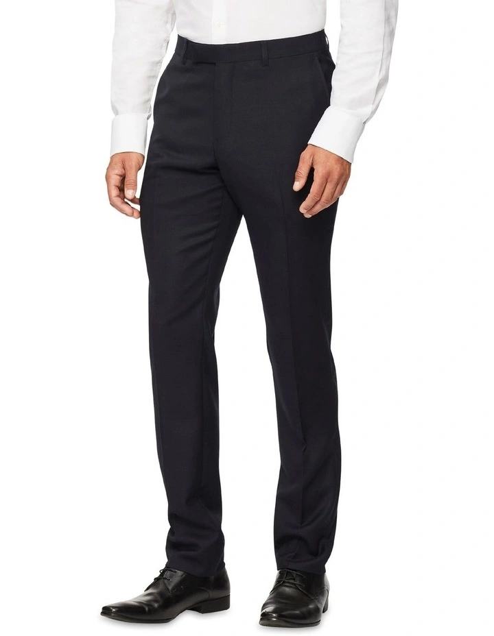 Slim Pure Wool Dobby Suit Pant in Navy