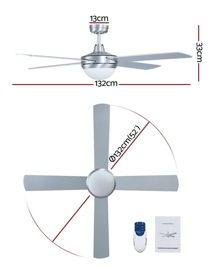52 Inch Ceiling Fan with Light and Remote