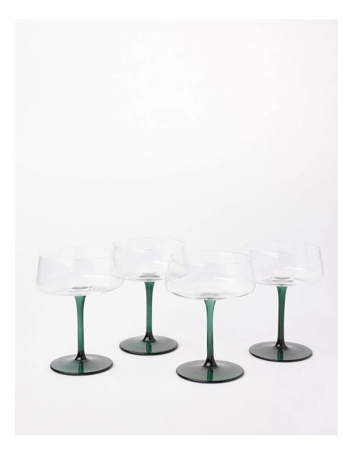 Jordan Martini Glass Set of 4 in Dark Green