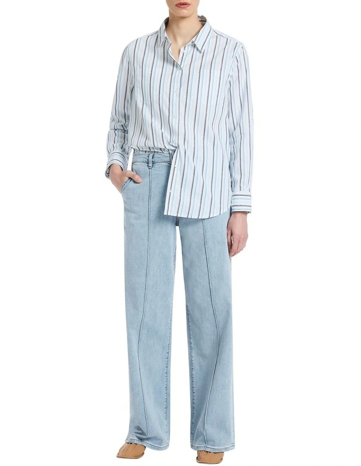 Siobhan Stripe Shirt in White/Teal