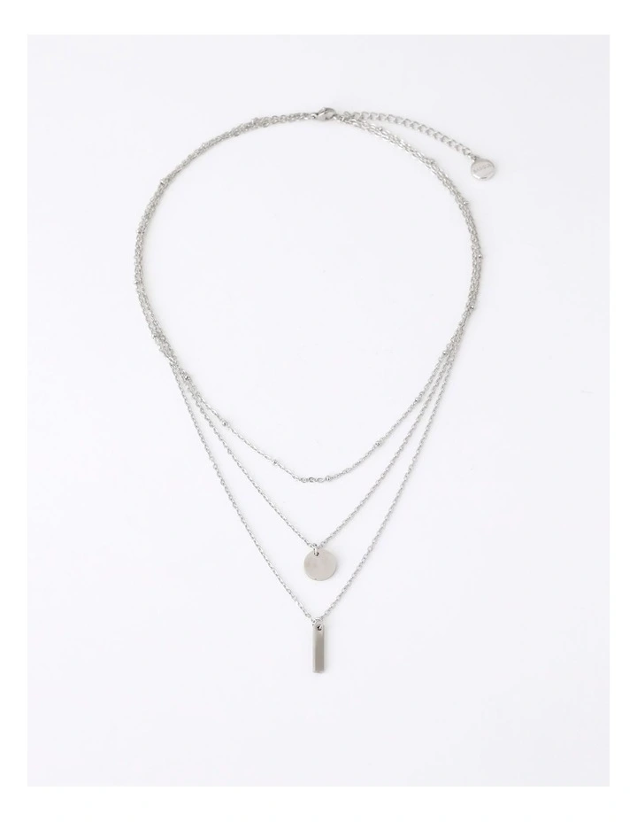 Stainless Steel 3 Layer Necklace in Silver