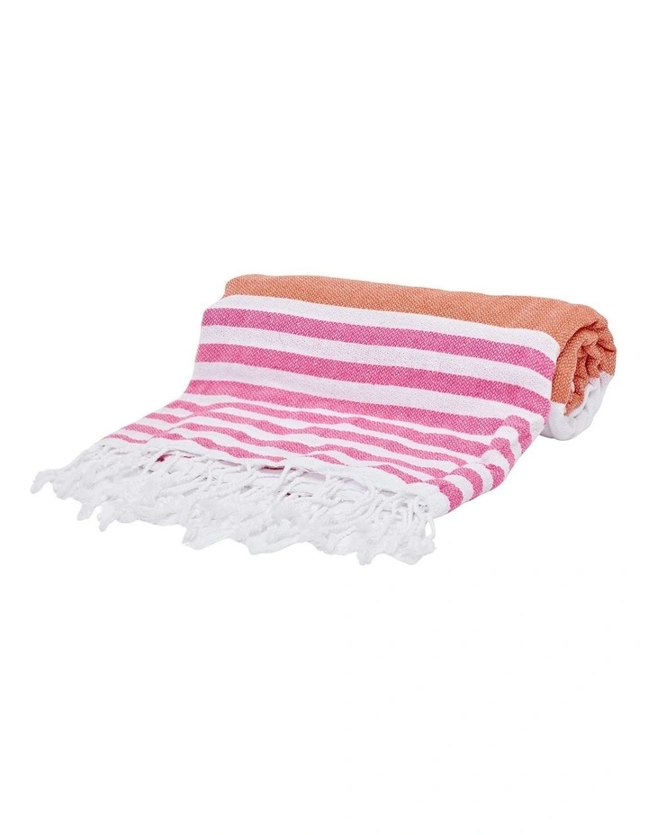 Thin Turkish Towel in Orange/Pink