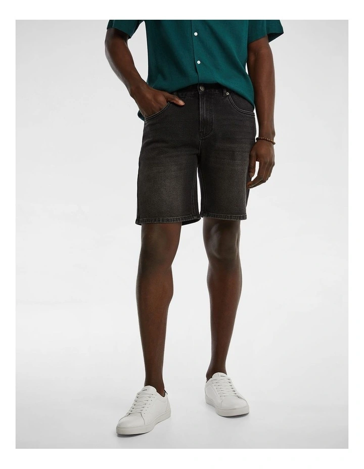 Redline Wide Leg Denim Short in Black