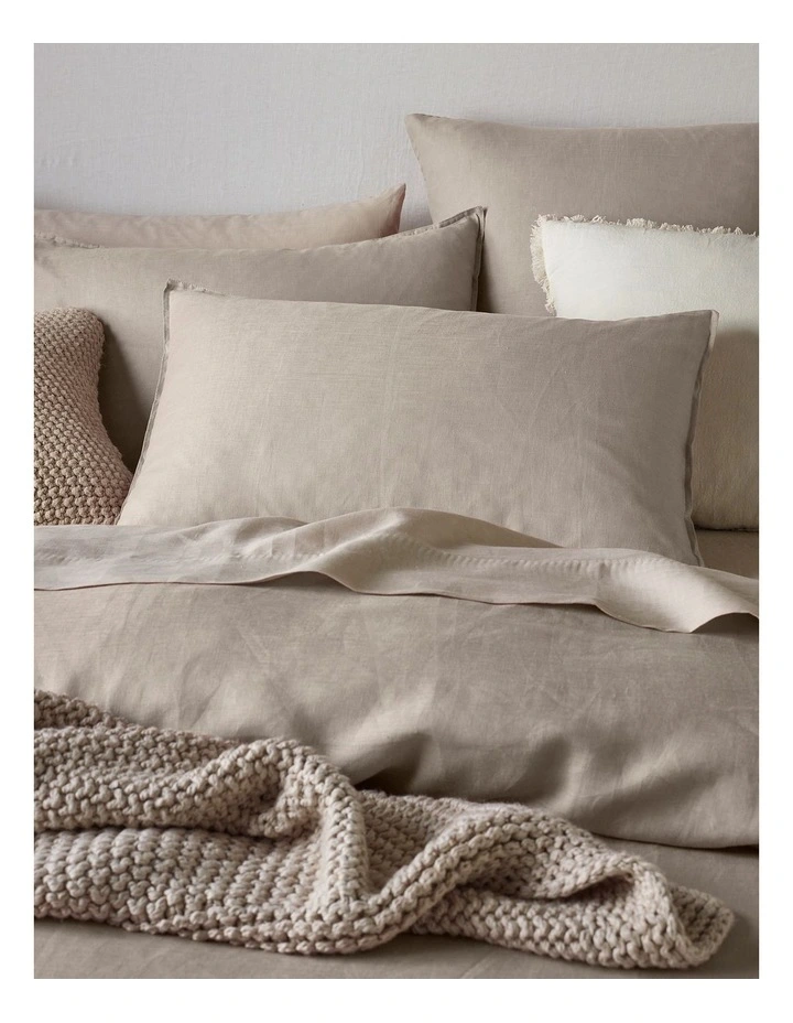 Sandy Cape Washed Belgian Linen Quilt Cover Set in Moonbeam