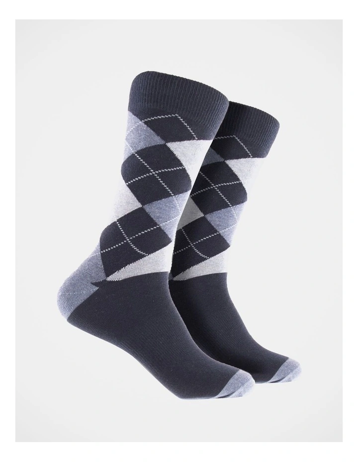 Men's Cotton Pattern Socks 5 Pack in blue