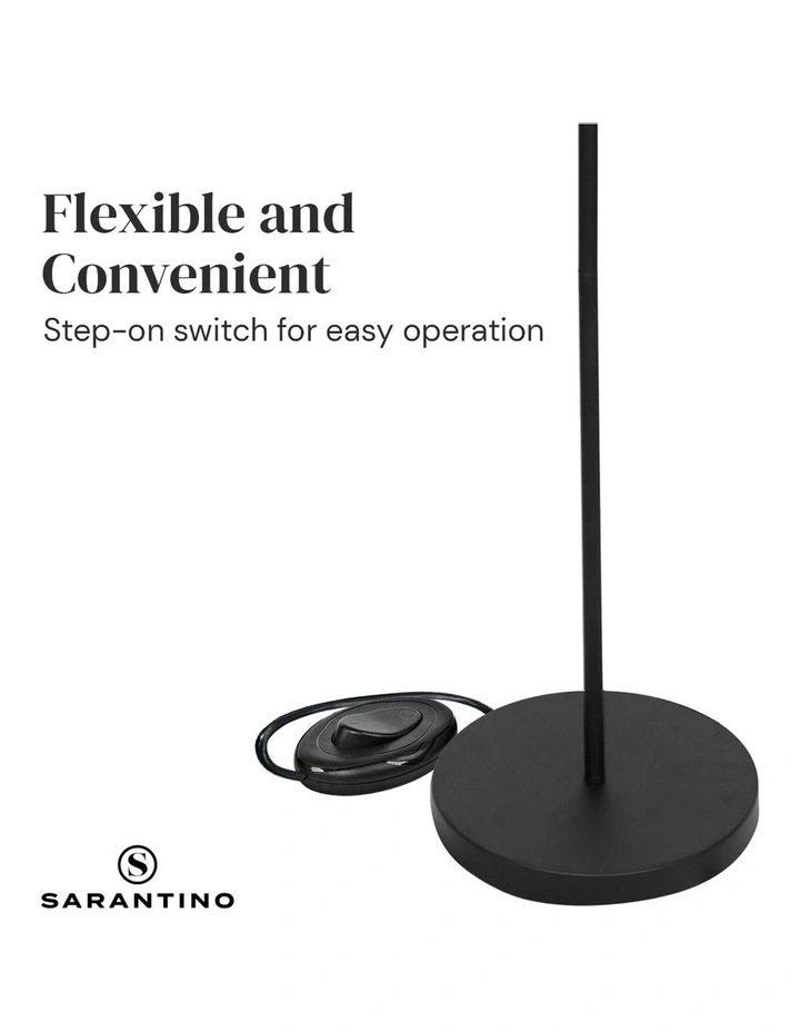 3-Light Floor Lamp With Glass Shades Black Metal