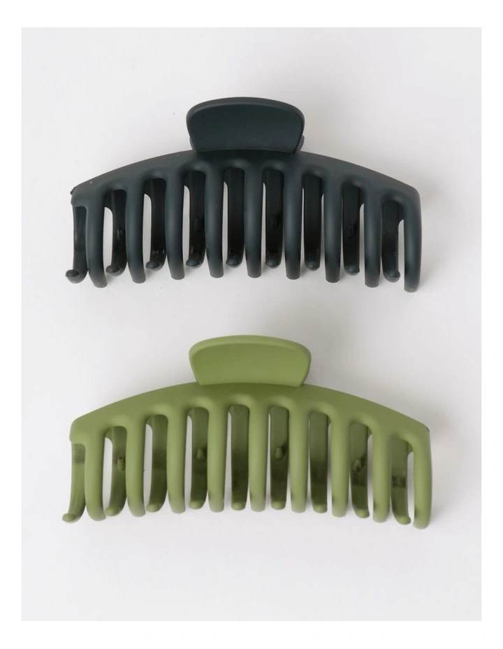 Claw Clip 2 Pack in Green/Navy