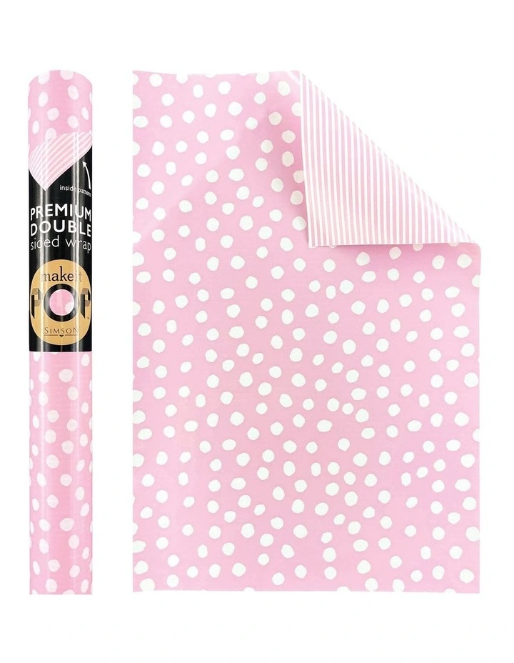 White Dotty Pattern on Pink Roll Wrap