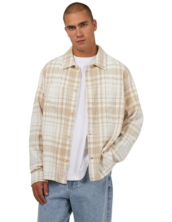Check Seersucker Overshirt in White
