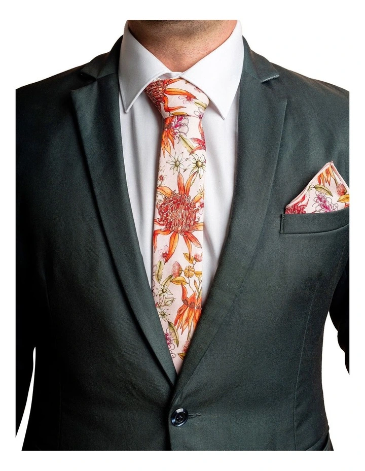 Botanical Pocket Square in Pink Multi