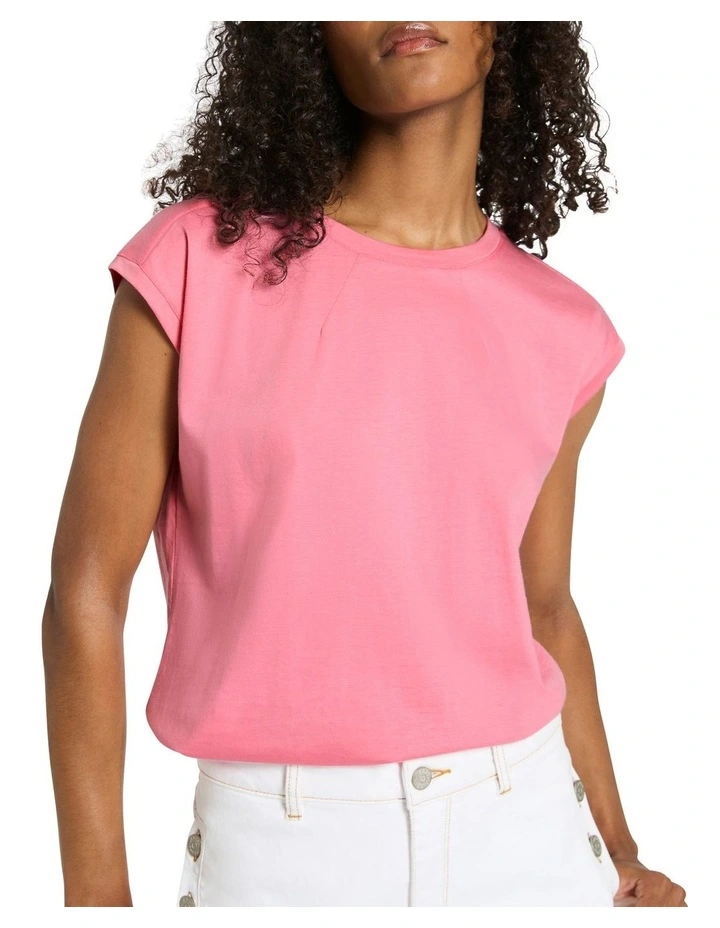 Carlie Mercerised Cotton Tee in Bubblegum