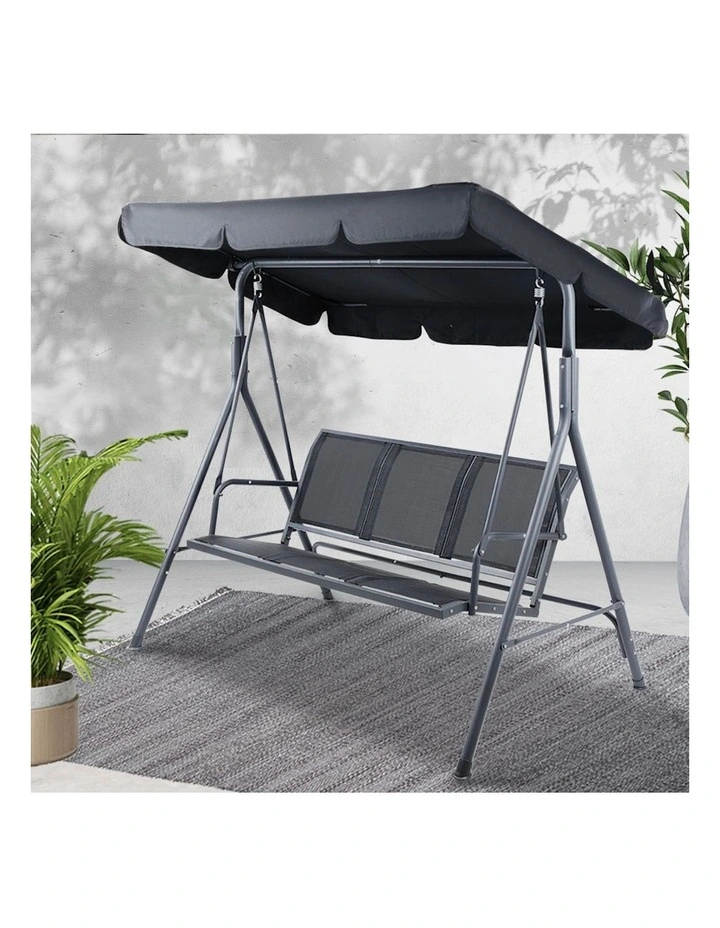 Outdoor 3 Seater Swing Chair In Black