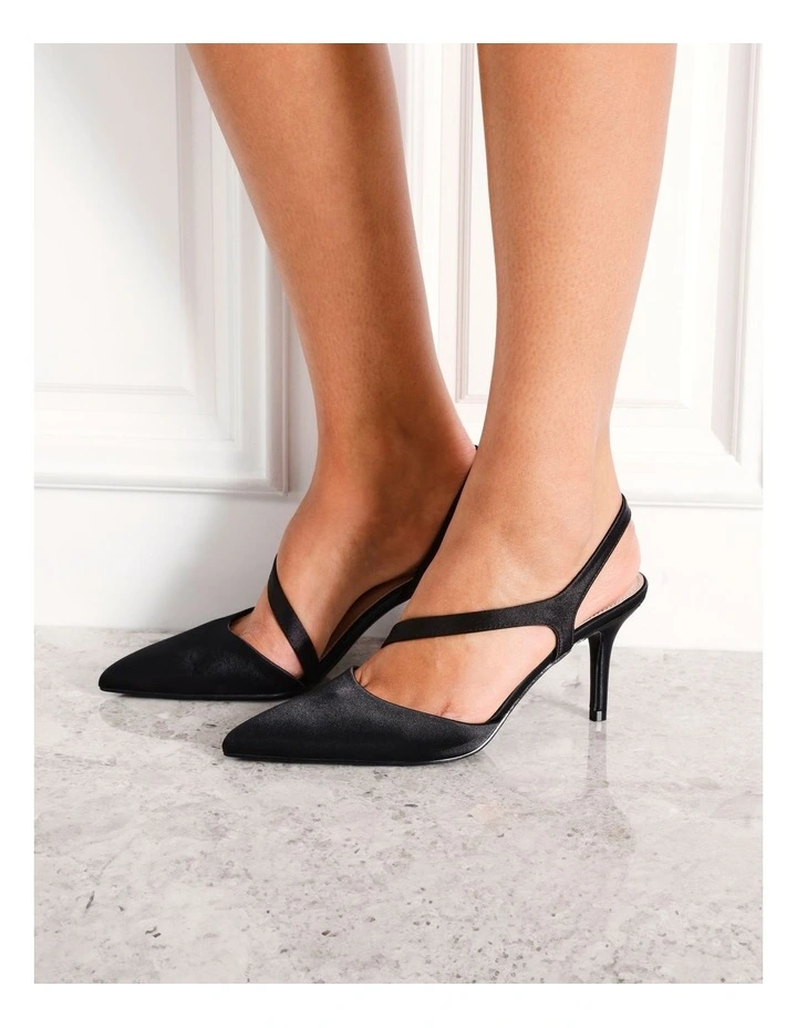 Daniella Heeled Shoe in Black Satin