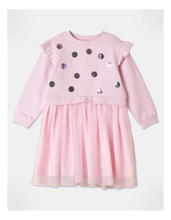 Sweat Top Tutu Dress in Light Pink