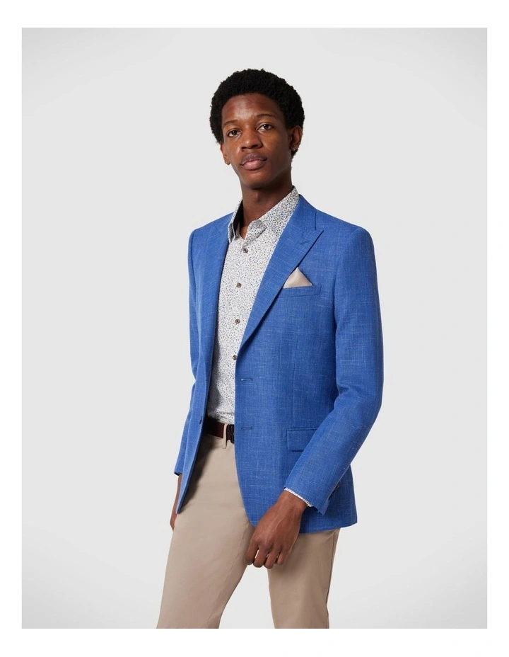 Slim Fit Two Toned Tailored Blazer in Blue
