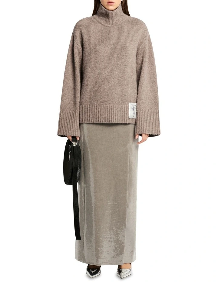Estilo Cashmere Blend Polo Jumper in Mink Brown