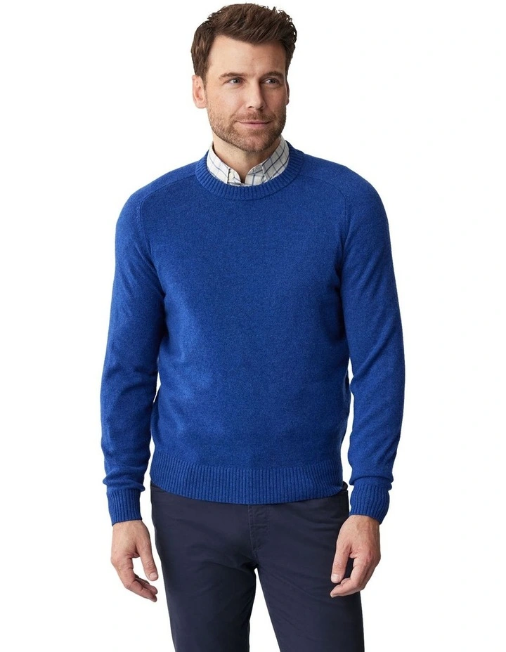 Lambswool Crew Neck Knit in Cobalt