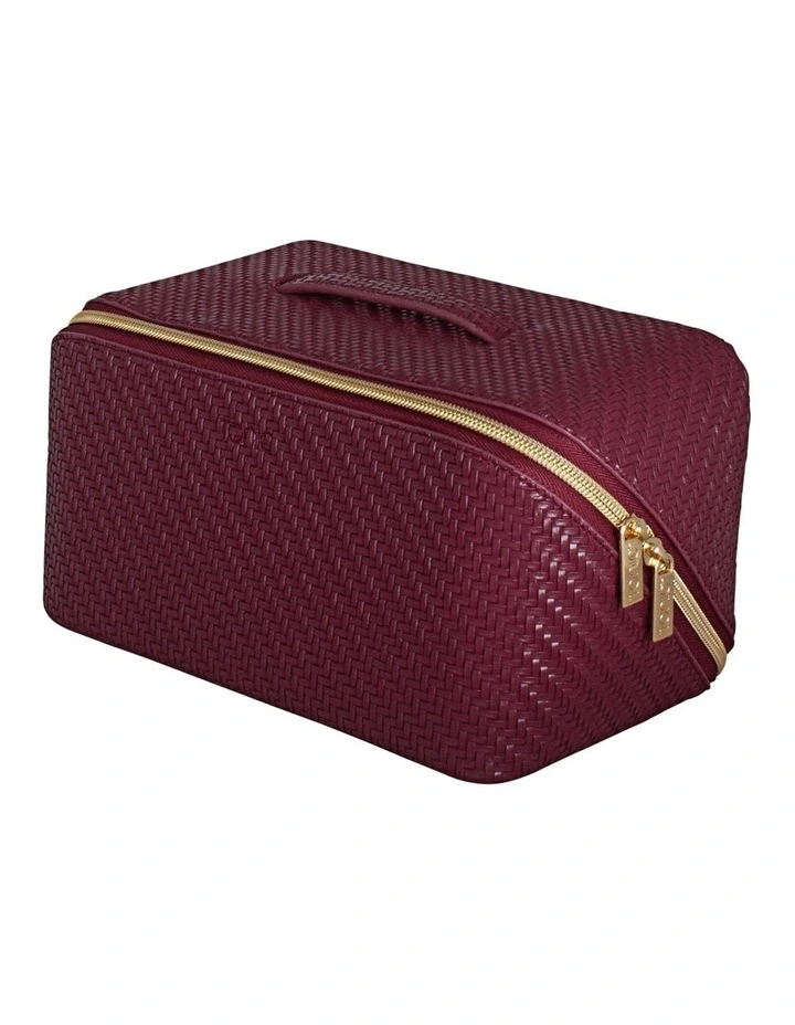 Herringbone Beauty Bag Medium in Plum