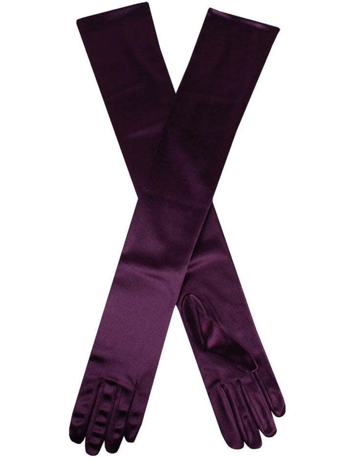 Long Opera Satin Gloves in Amethyst