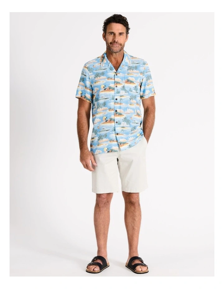 Hamilton Short Sleeve Print Shirt in Blue