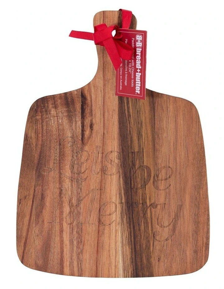 Rectangle Paddle Food Board with 2 Cheeese Knives