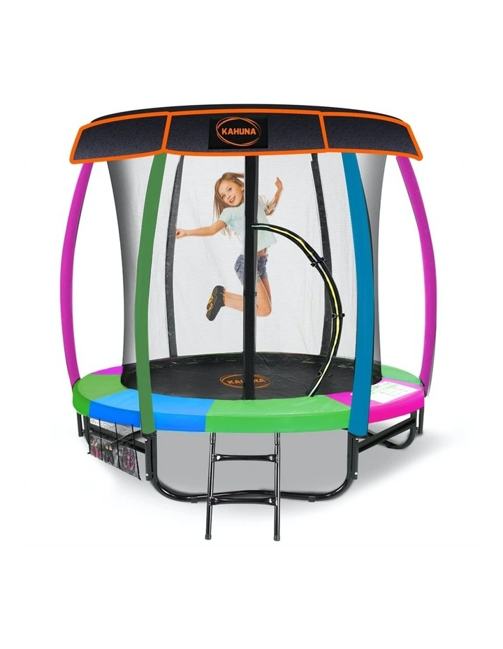 6ft Trampoline Free Safety Net Spring Pad Roof Cover Mat Basketball SetRainbow