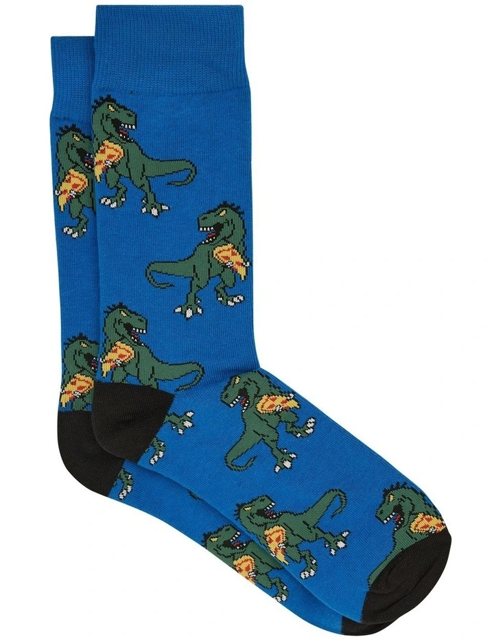 Hungry Dino Fancy Sock in Cobalt
