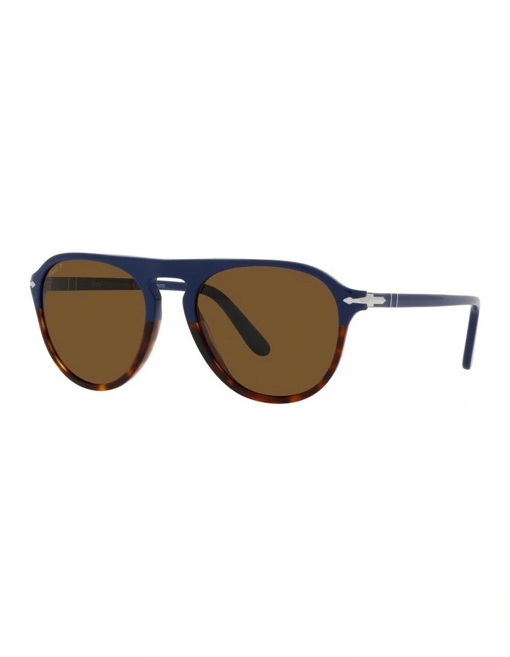 0PO3302S Polarised Sunglasses In Blue/Havana