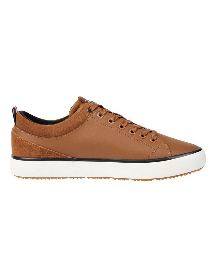 Leather Lace Up Cleat Trainers in Brown