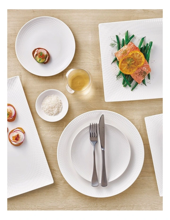 Basics Diamonds Rectangular Platter 35x19cm in White
