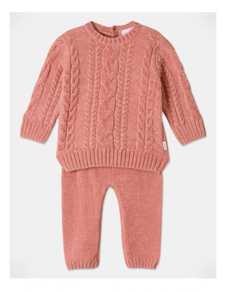 Chenille Top And Legging Set in Old Rose