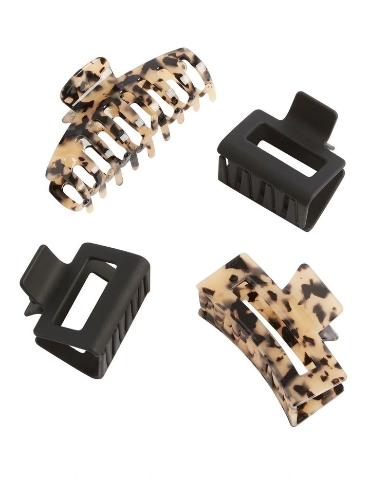 Quad Hair Claw 4 Pack in Milky Tort